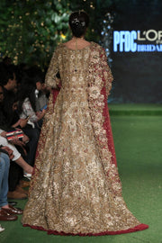 Asian Golden Bridal Lehenga for Wedding Backside Look