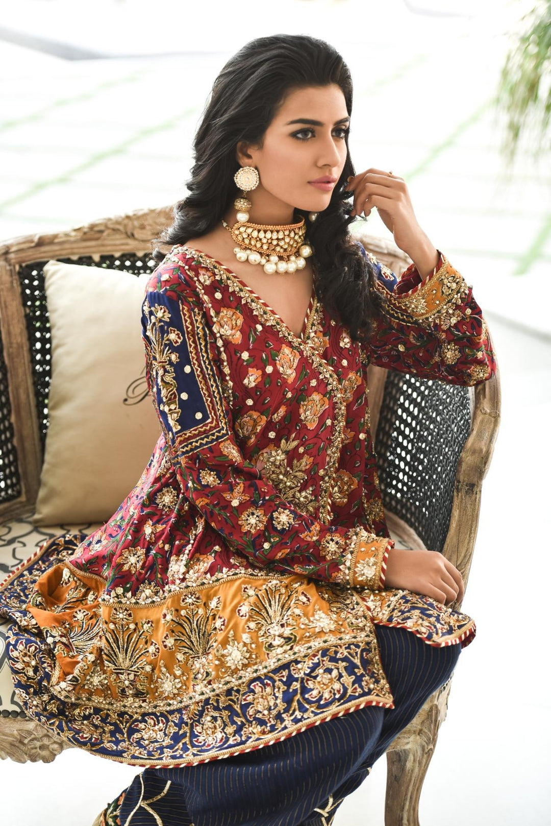 Asian Peplum Outfit for Wedding Party Close Up