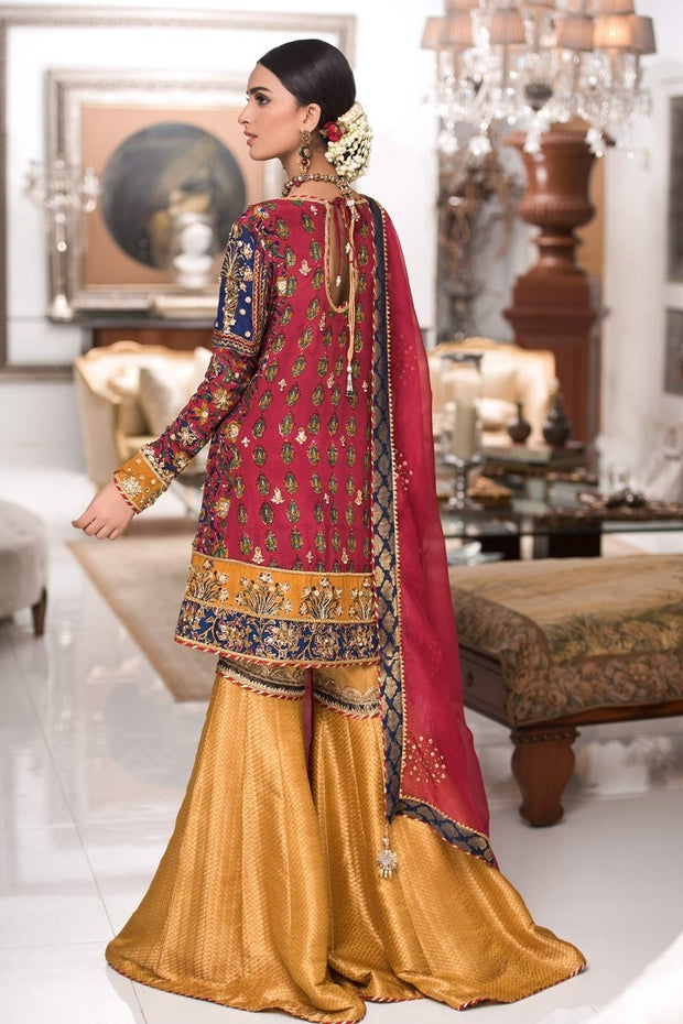 Asian Wedding Party Gharara in Red Color Backside