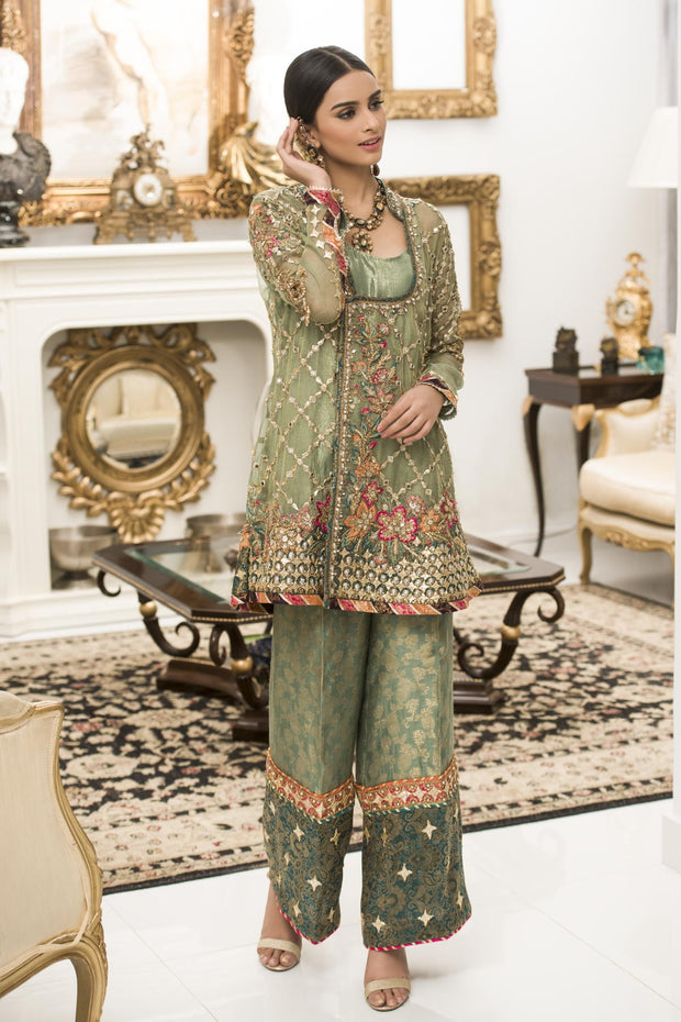 asian peplum dress Asian Wedding Party Peplum Outfit in Green Color Large