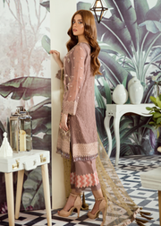 Latest Asian embroidered chiffon dress in elegant brown color