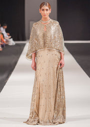 Beautiful Asian embroidered dress in lavish gold color # B3350
