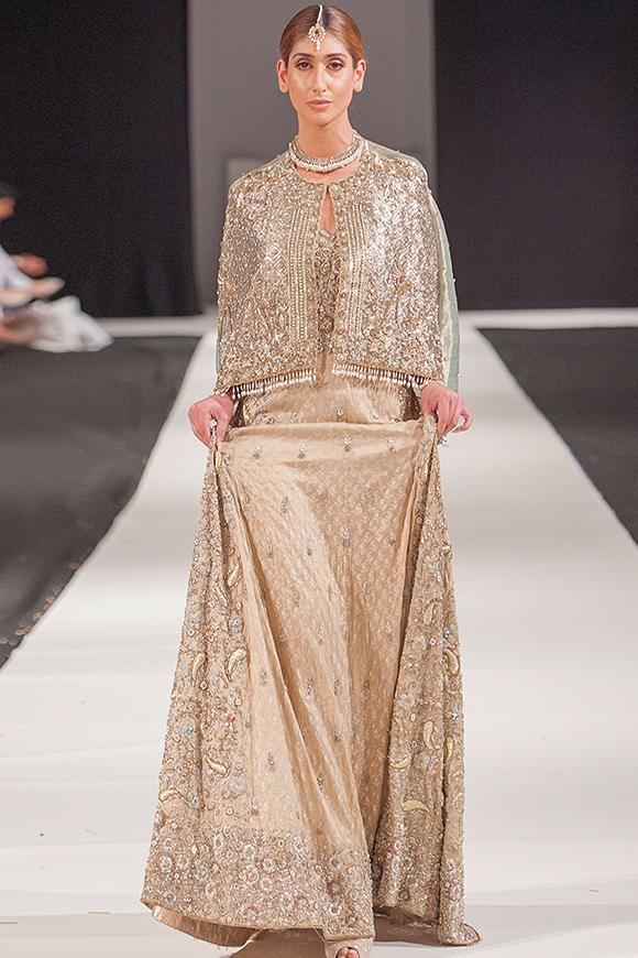 Beautiful Asian embroidered dress in lavish gold color 