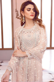 Beautiful designer Asian net embroidered dress in pink color