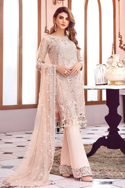 Beautiful designer Asian net embroidered dress in pink color