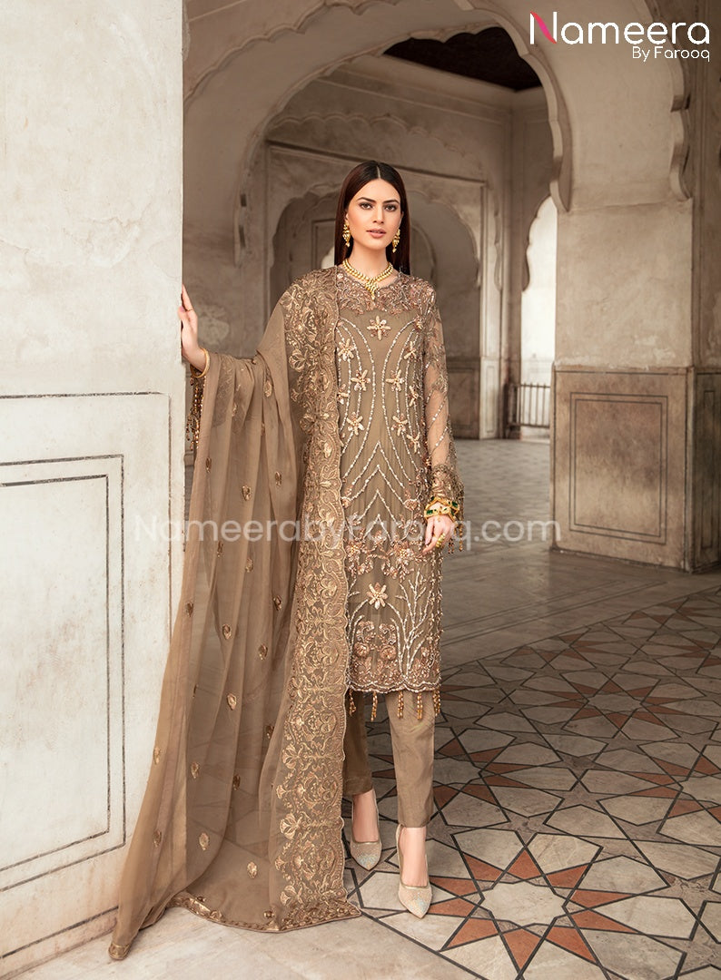 Asim Jofa Pakistani Fancy Dress in Brown Color Online 2021 SMALL Asim Jofa Pakistani Fancy Dress in Brown Color Online 2021 SMALL