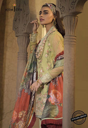 Asim Jofa Lawn Suit in Mint Green Color Side Pose