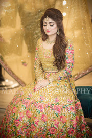 Beutifull bridal Mahndi lahnga in light mehndi color