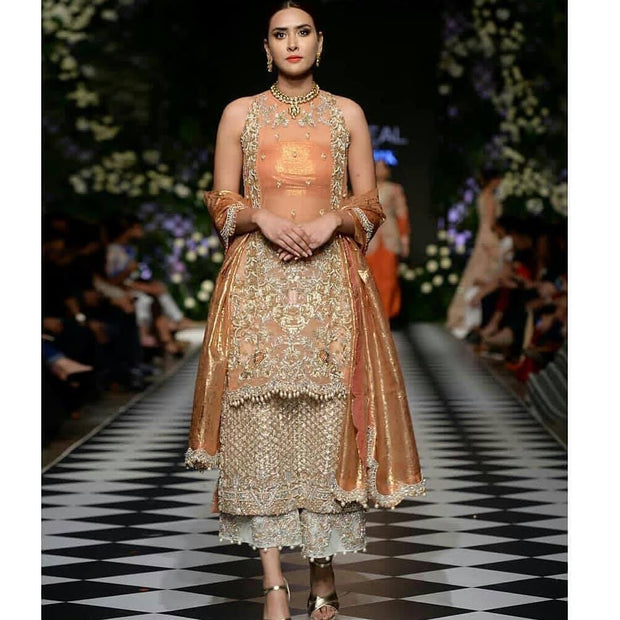 latest cut Rust gold Bridal wear 2019