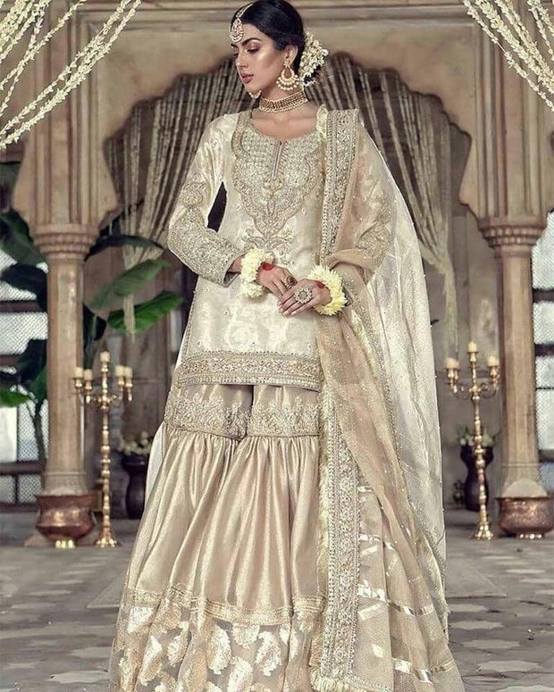 Latest Rich golden and ivory touch bridal wear 2019