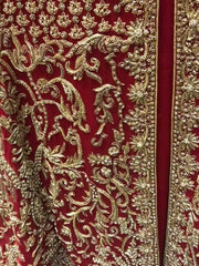 Beautiful bridal lahnga maxi in deep red color 