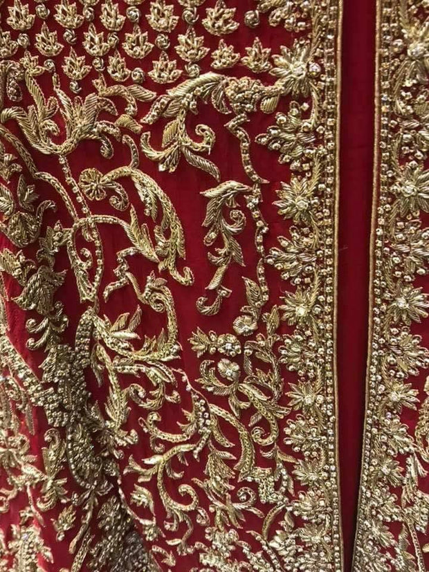 Beautiful bridal lahnga maxi in deep red color 