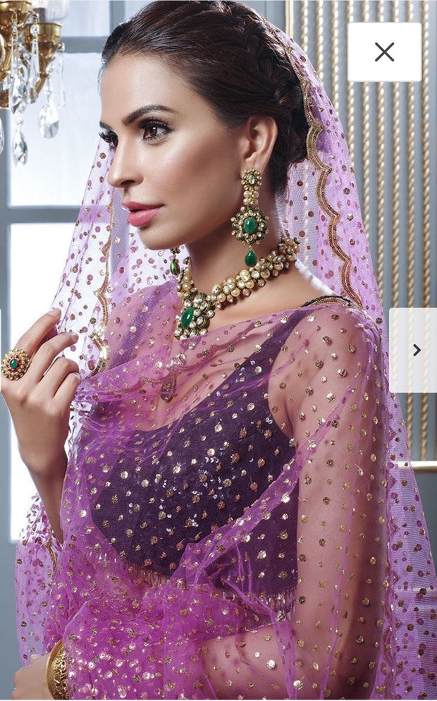 Mehndi Ghagra Choli In Beutifull Turquoise And Perple Color.Work Embaleshed With Sitara,Dabka,And Zari Work.