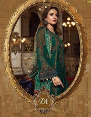 Pakistani Wedding Dress in Dark Bottle Green Color With Handwork Tilla,Threads Embroidery,And Sequence.