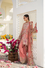 Designer Wedding Dress In Pink Color by Hsy.Work Emballished With Tilla,Threads Sequance,And Pearls Work.
