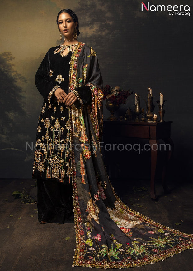 Black Velvet Salwar Kameez 
