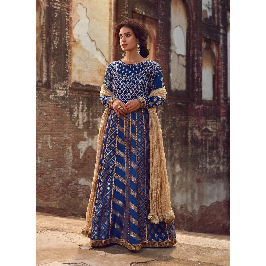 Navy blue Pakistani designer suit boutique 