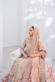 Baby Pink Lehenga Raw Silk Gown Pakistani Wedding Dress
