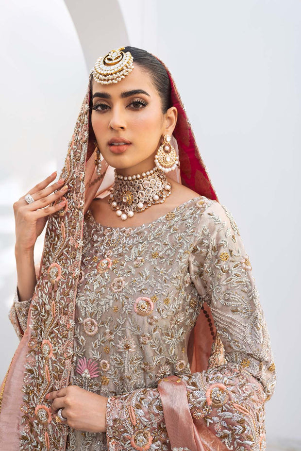 Baby Pink Lehenga Raw Silk Gown Pakistani