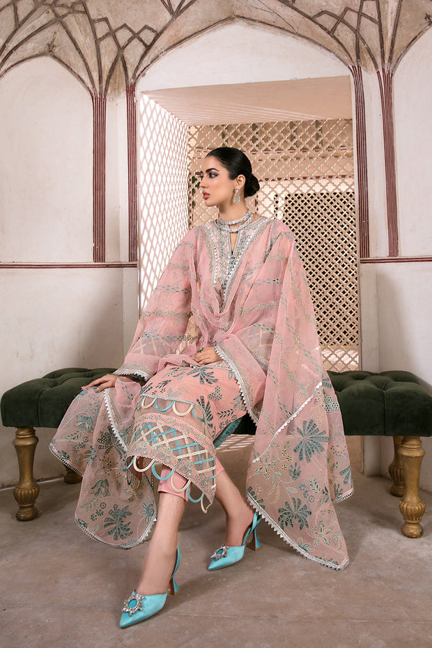 Baby Pink Long Kameez Salwar in Pakistani Eid Dresses 2022