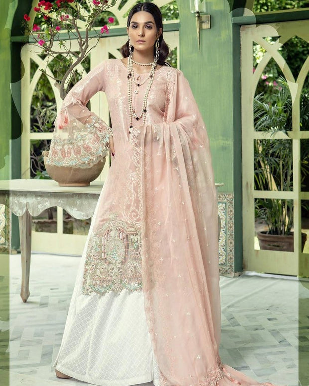 Baby Pink Long Shirt Bell Bottom Sleeves Lawn dress in US 