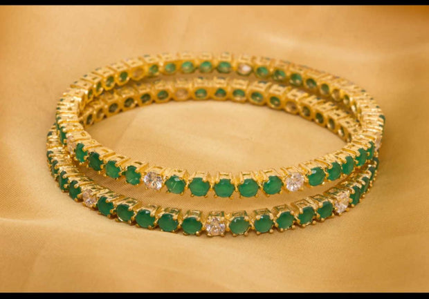 Bangles Set with Green Stones