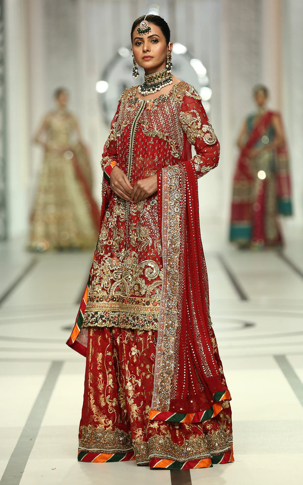 Barat Dress for Bride in Sharara Kameez Style
