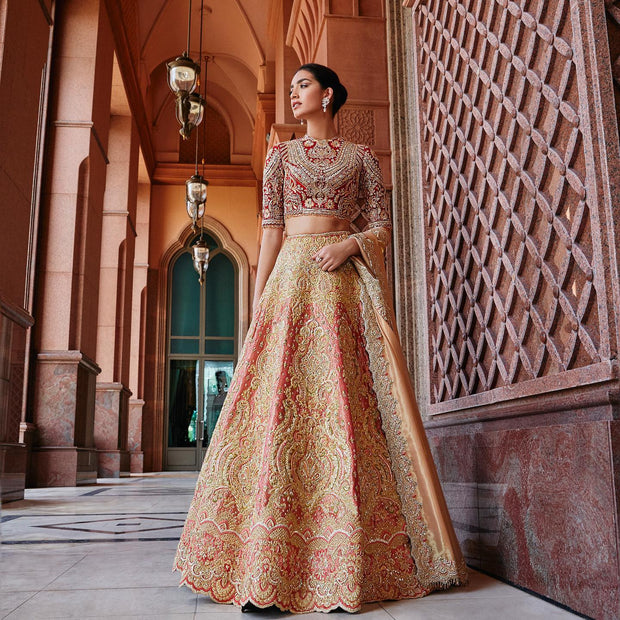 Beautified Designer Bridal Pink Lehenga Choli