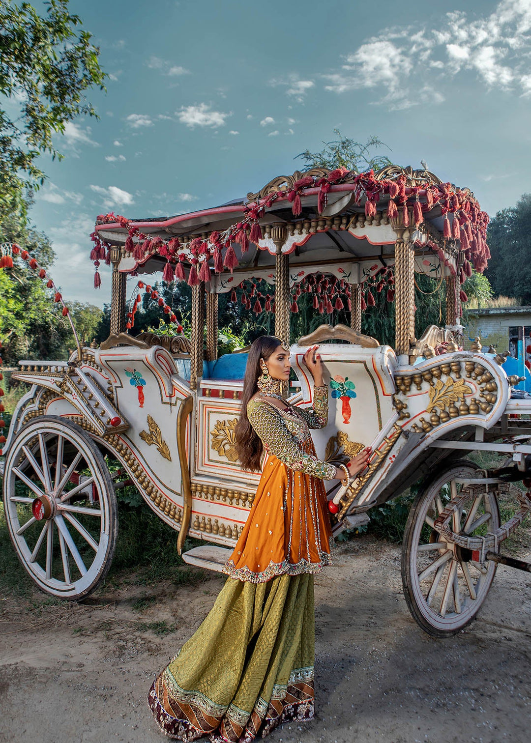 Beautiful Angrakha Lehenga Bridal Mehndi Dress Pakistani
