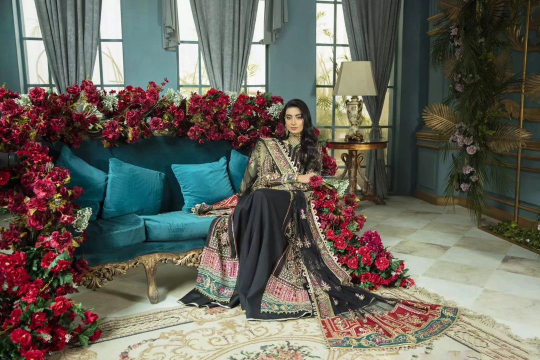 Beautiful Black Wedding Dress Pakistani in Organza Gown Style