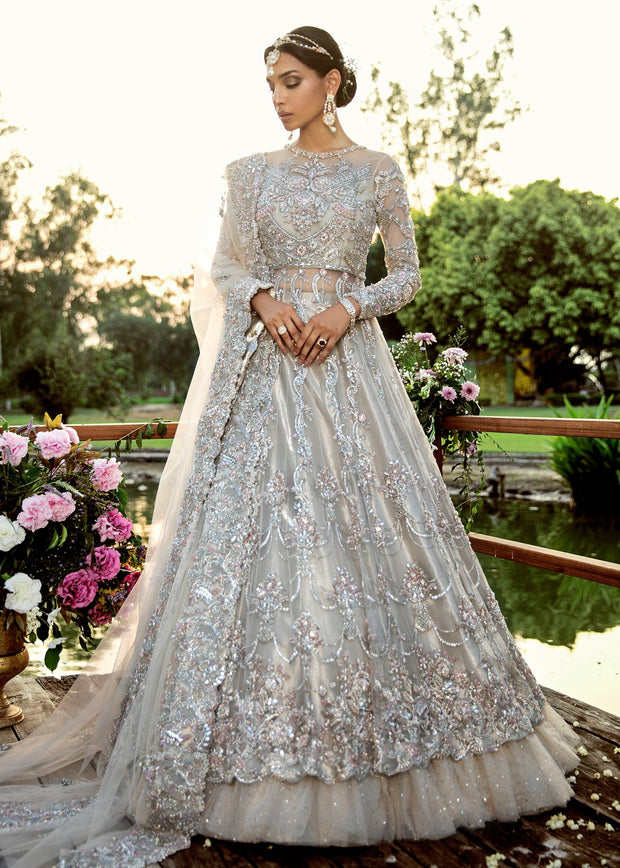 Beautiful Bridal Lehnga in Silver Color Clear View