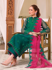 Beautiful Green Salwar Kameez Pakistani Eid Dress in Organza