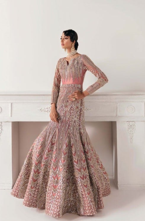 Beautiful Indian Mermaid Peach Bridal Lehenga 2022