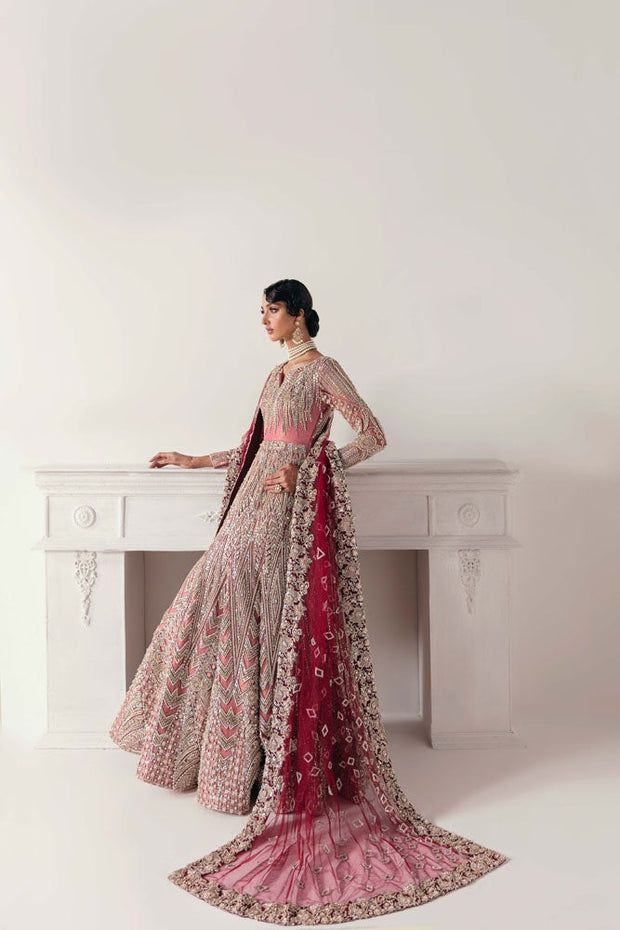 Beautiful Indian Mermaid Peach Bridal Lehenga 