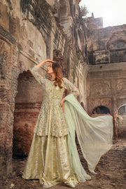Beautiful Mint Green Peplum Lehenga Bridal Dress Pakistani