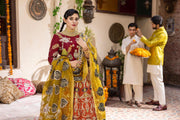 Beautiful Orange Lehenga and Maroon Choli Pakistani Bridal Dress