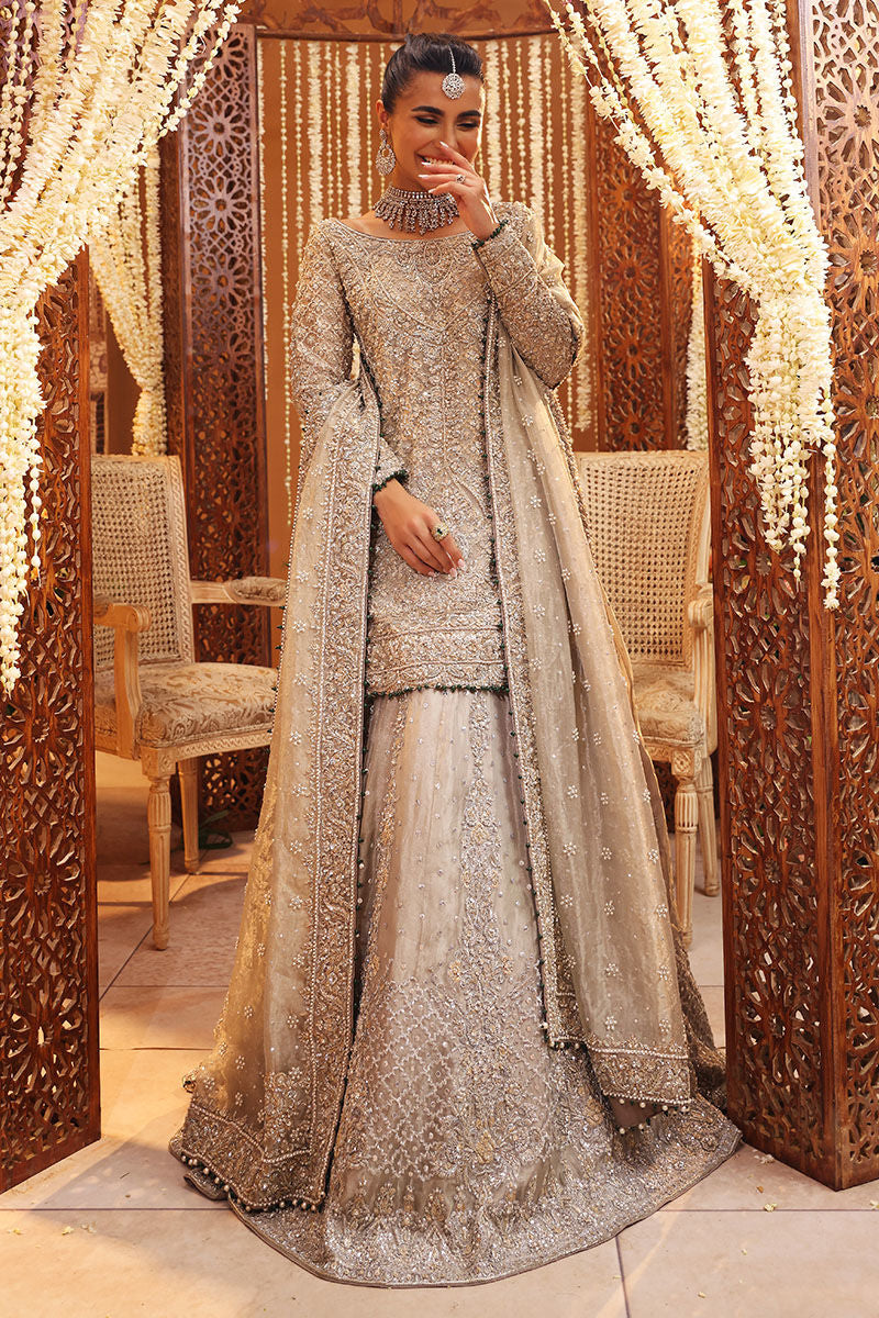 Luxurious Silver Pakistani Bridal Lehenga for Your Big Day
