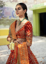 Beautiful Pakistani Bridal Orange Red Lehenga Choli Dress