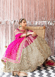 Beautiful Plum Lehenga Choli and Dupatta Pakistani Bridal Dress