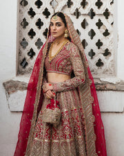 Beautiful Red Lehenga Choli and Dupatta Bridal Wedding Dress