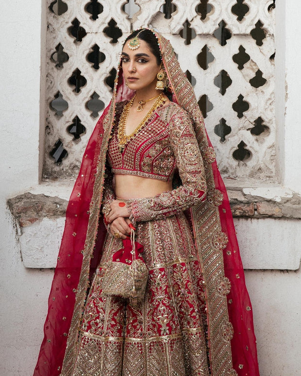 Beautiful Red Lehenga Choli and Dupatta Bridal Wedding Dress