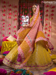Beautiful Yellow Bridal Dress in Traditional Pishwas Style