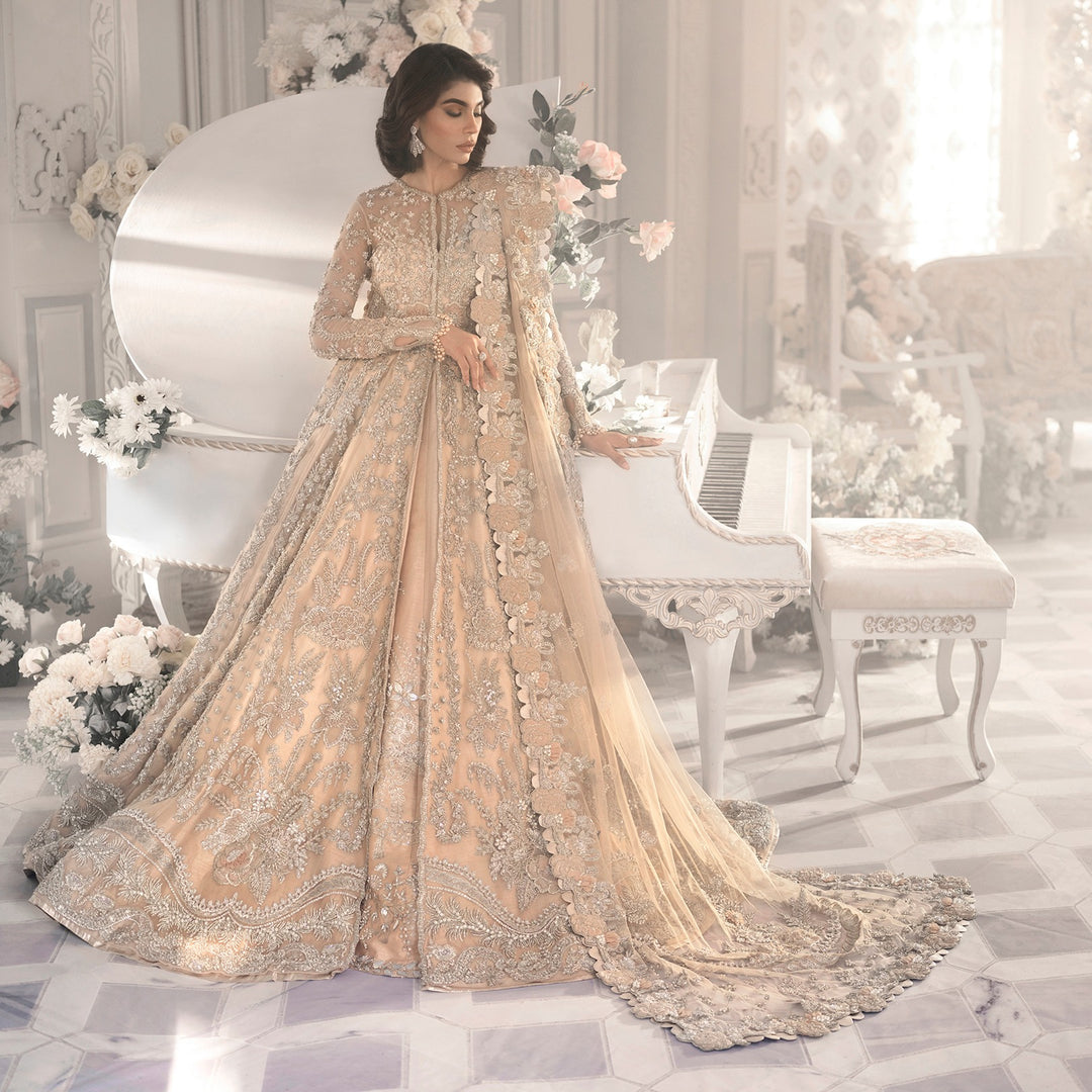 Beige Bridal Lehenga Maxi for Pakistani Wedding Wear