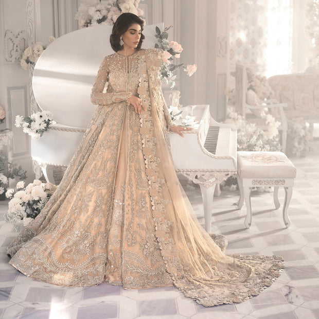 Beige Bridal Lehenga Maxi for Pakistani Wedding Wear