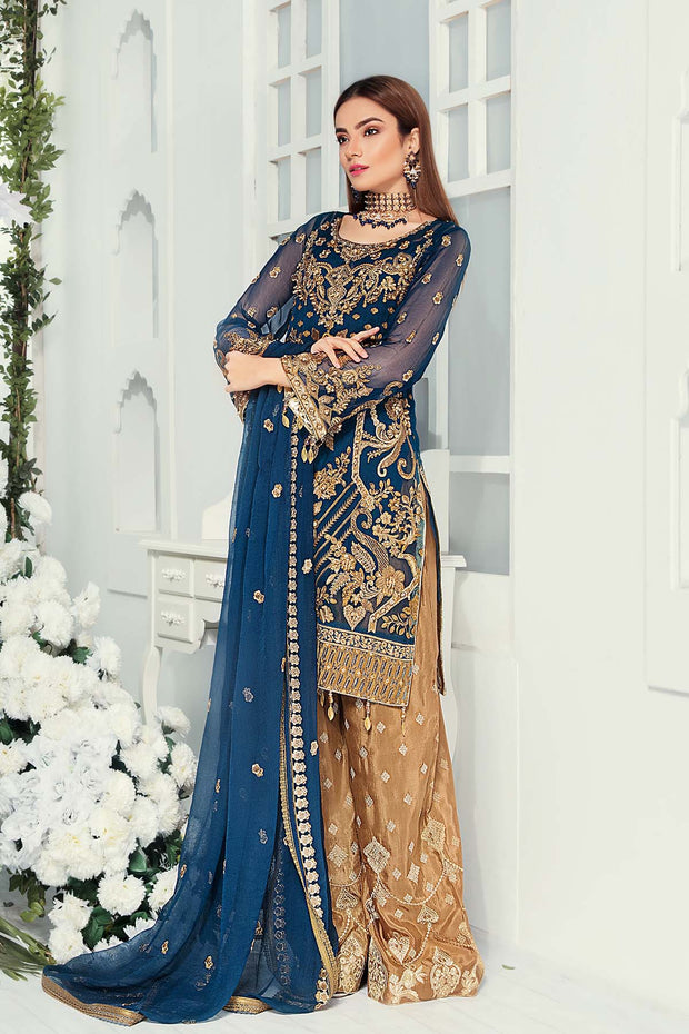 Best Designer Dress with Thread Embroidery 2020 – Nameera by Farooq