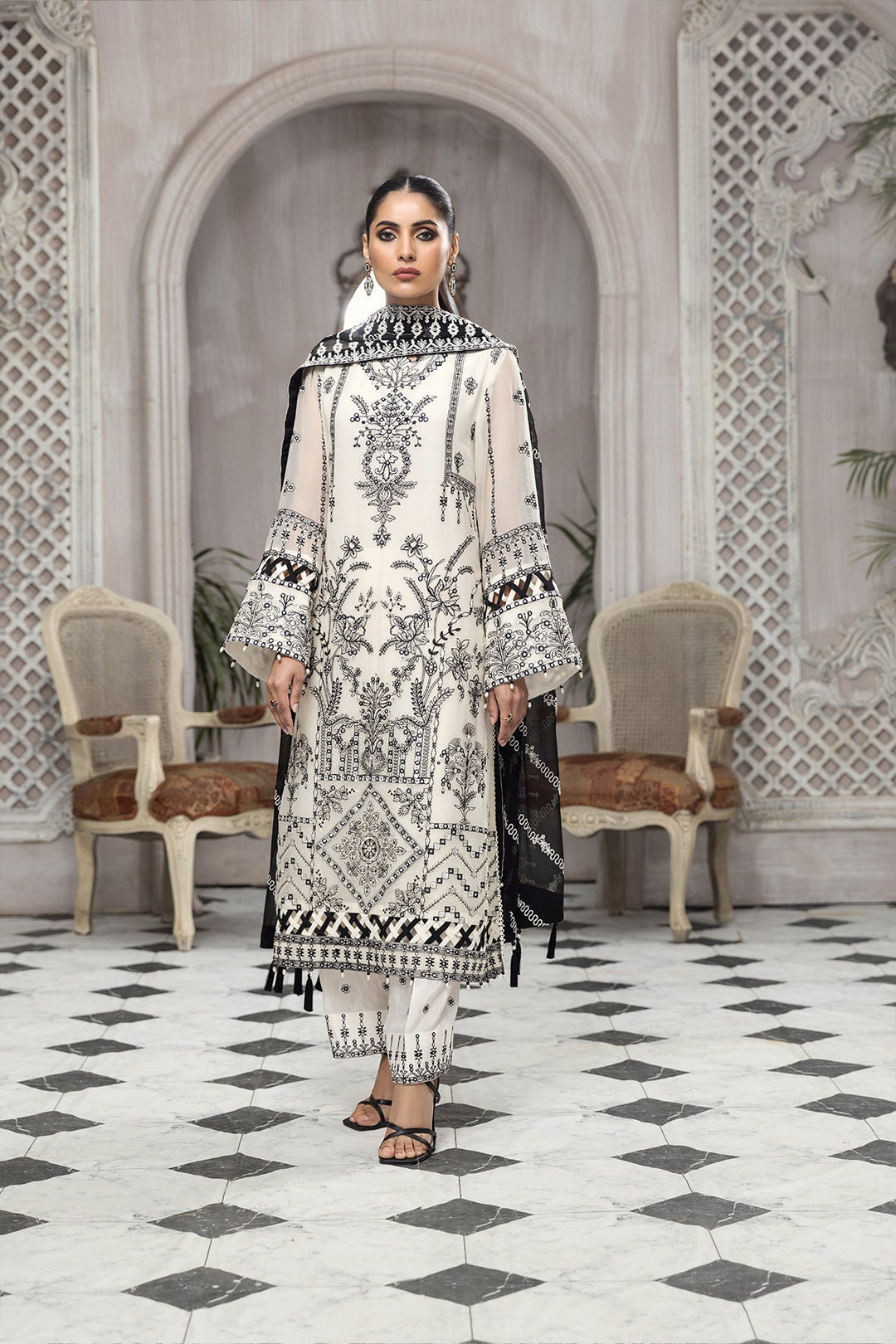 shalwar kameez black and white dress designs in pakistan Anamsa 496 Pakistani Salwar Kameez Collection