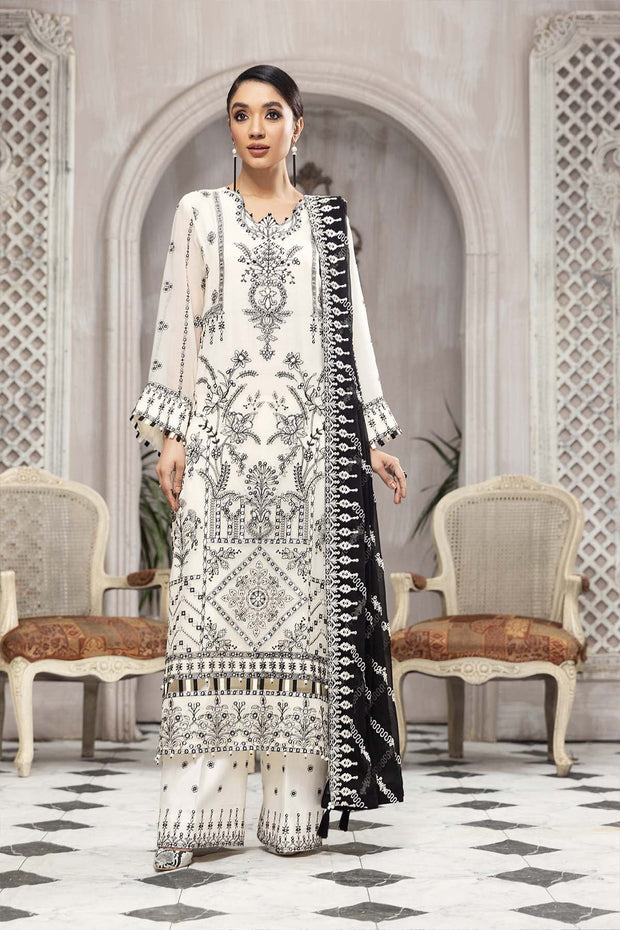 Black And White Salwar Kameez with Embroidery