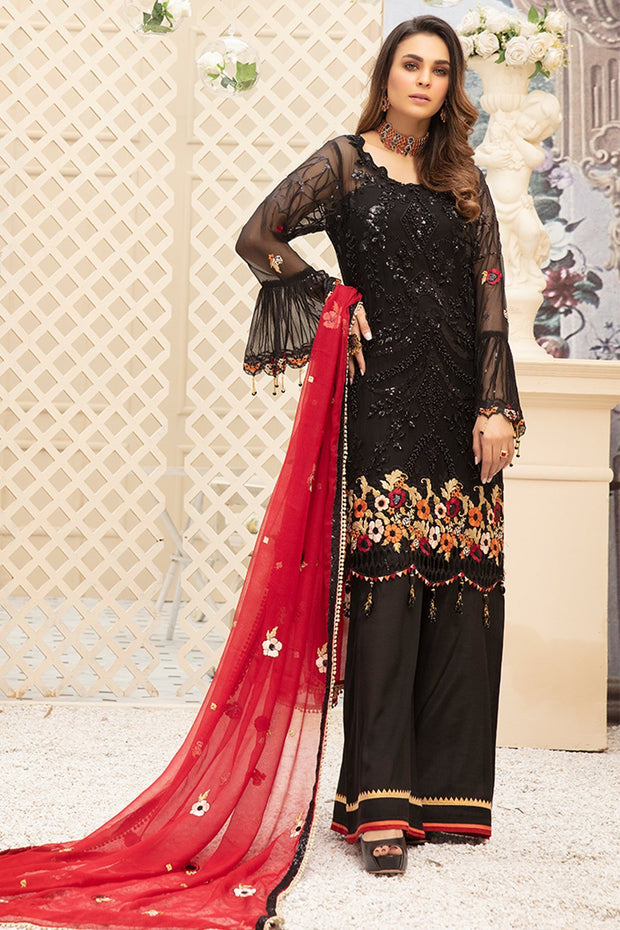 Shop Pakistani Black Chiffon Dress 2020 Ready to Wear Large