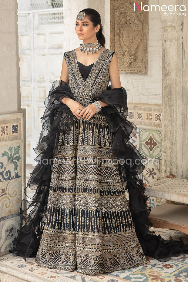 Black Lehenga with Bridal Gown Pakistani Dress