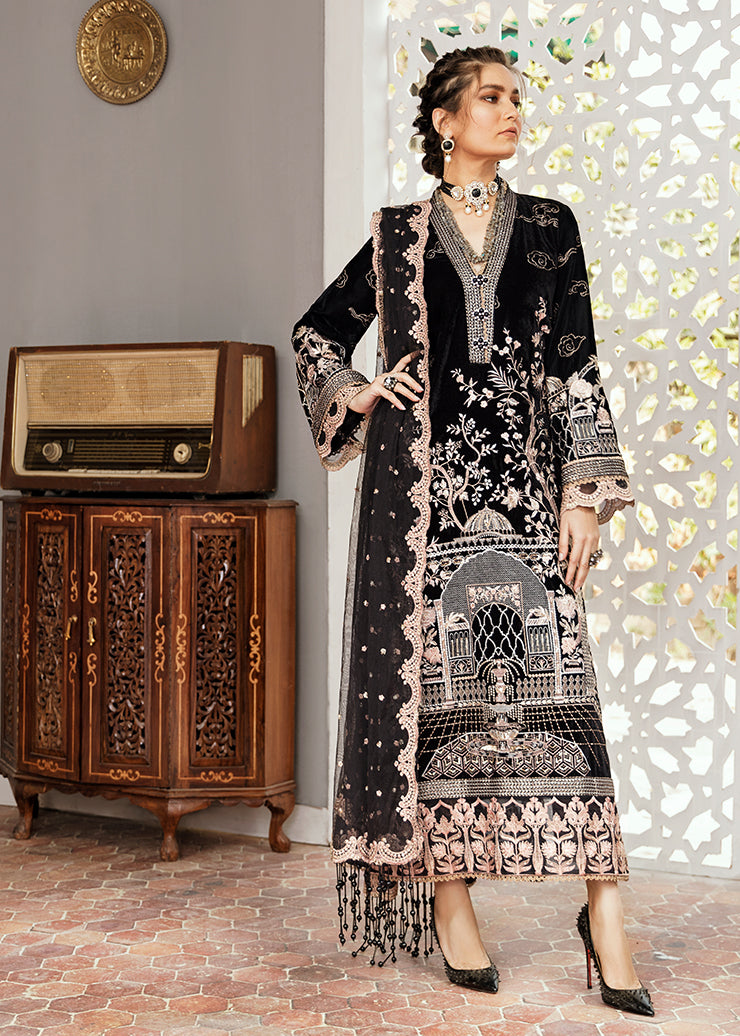 Black Pakistani Chiffon Dress for Wedding Party